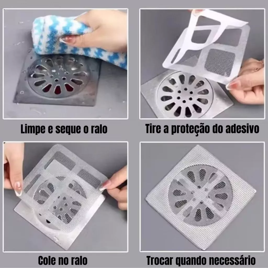 (Kit 10) Telas Protetoras Adesivas para Ralo – Filtro Antientupimento e Bloqueador de Insetos - Image 3