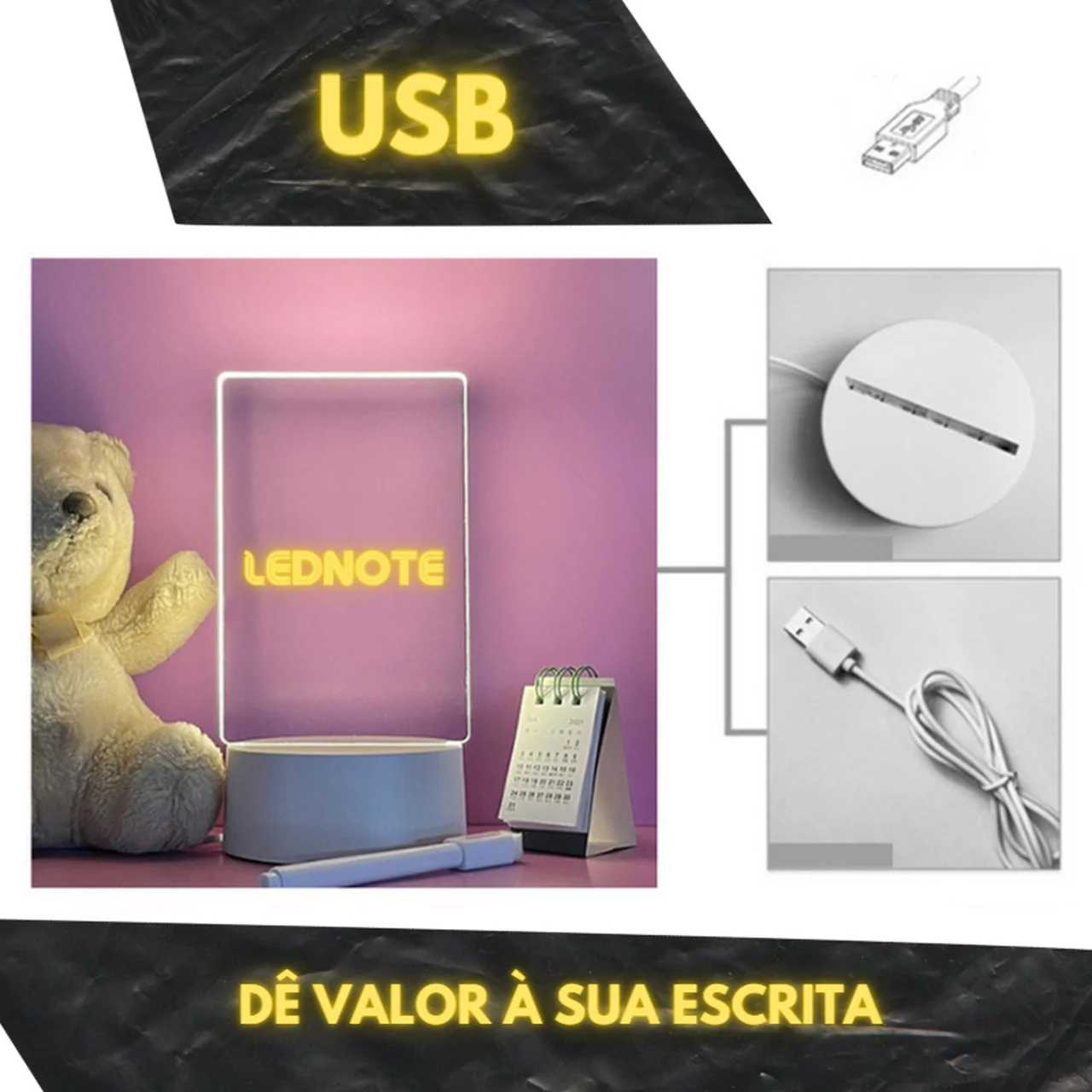 LEDNOTE® - Placa de LED Personalizável & Apagável com Caneta Mágica (USB) - Image 5