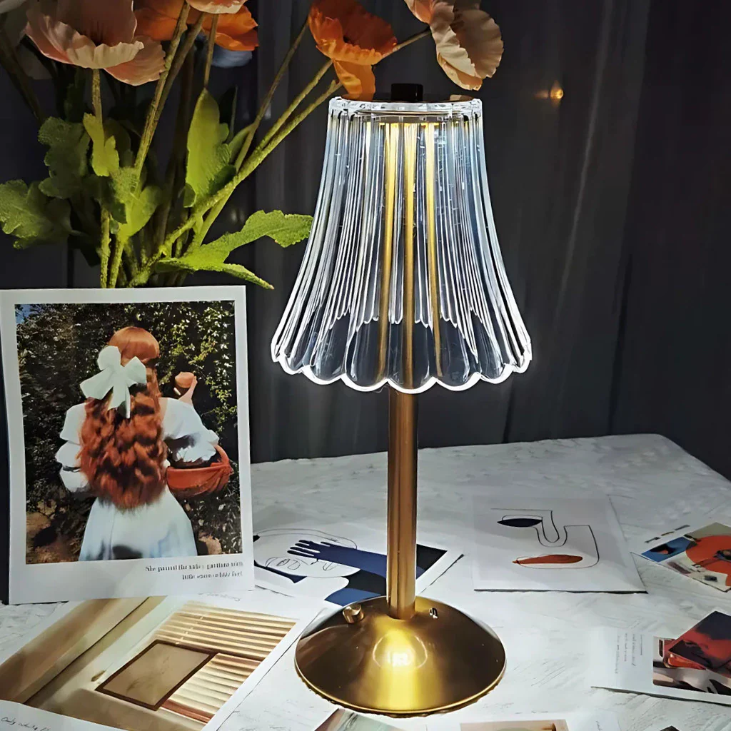 Luminária Abajur de Mesa Saia Seda – Sensor de Toque | 3 Cores de Luz