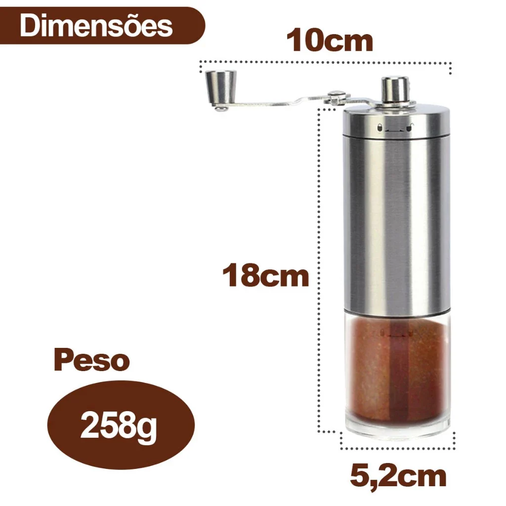 Moedor Manual de Café em Inox e Cerâmica – Compacto, Ajuste de Moagem - Image 4