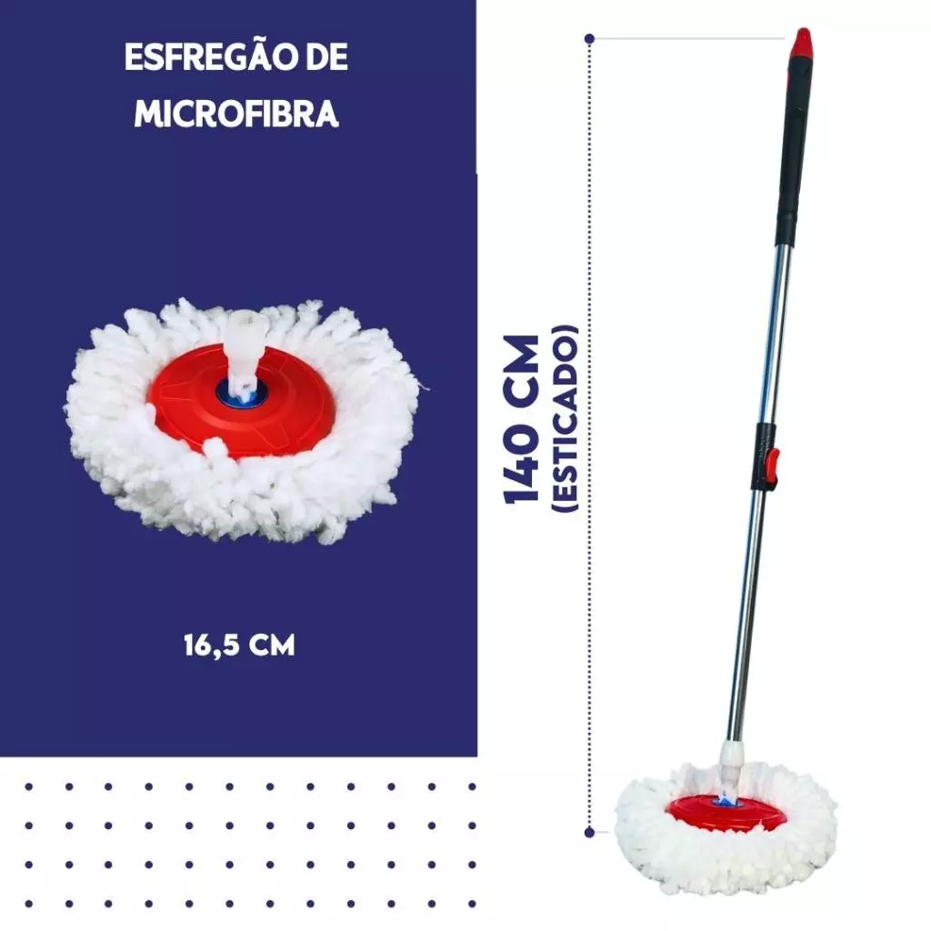 MOP Giratório com Dispenser e Cesto em Inox – Balde Centrífuga - Image 5