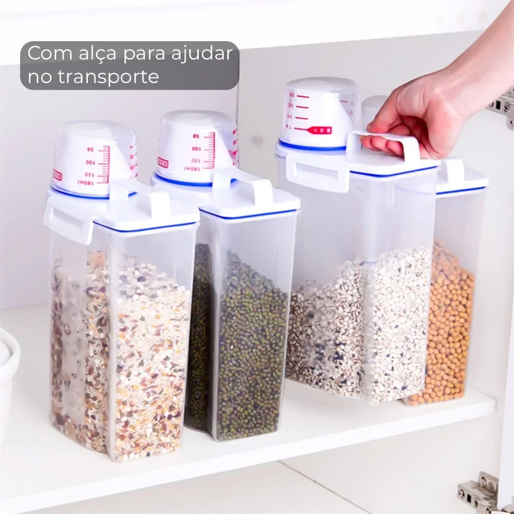 (Compre 1 Leve 2) Pote Hermético com Copo Medidor 2L – Armazenamento Inteligente e Praticidade para Sua Rotina - Image 5