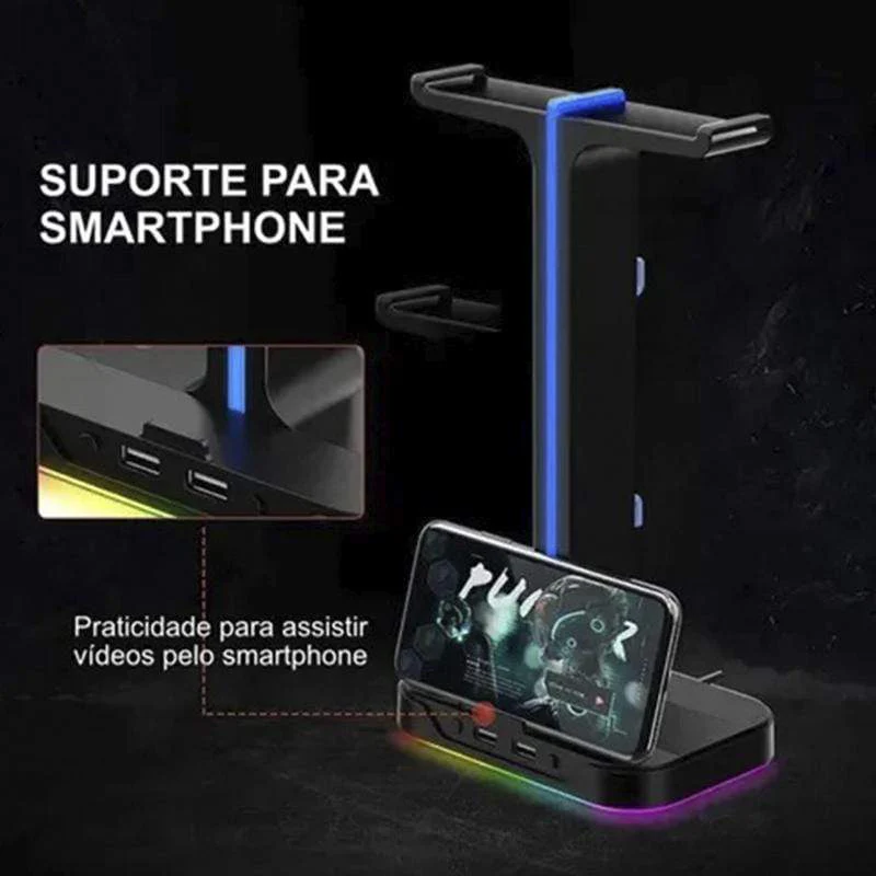 Suporte para Headset RGB com 2 portas USB - Image 7